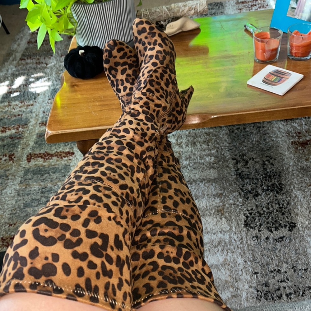 Knee high cheetah Boots